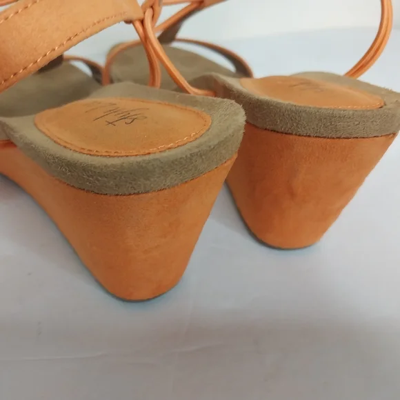 Style & Co. Size 8.5M Orange T-Strap Mulan Wedge Sandals for Women - Picture 5 of 9